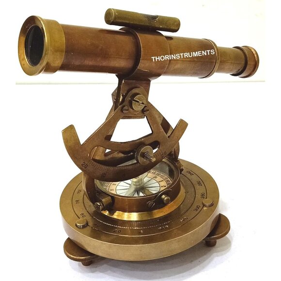 Antique Brass Alidade Compass 6" Nautical Decorative Rustic Vintage Home Decor - Picture 2 of 4